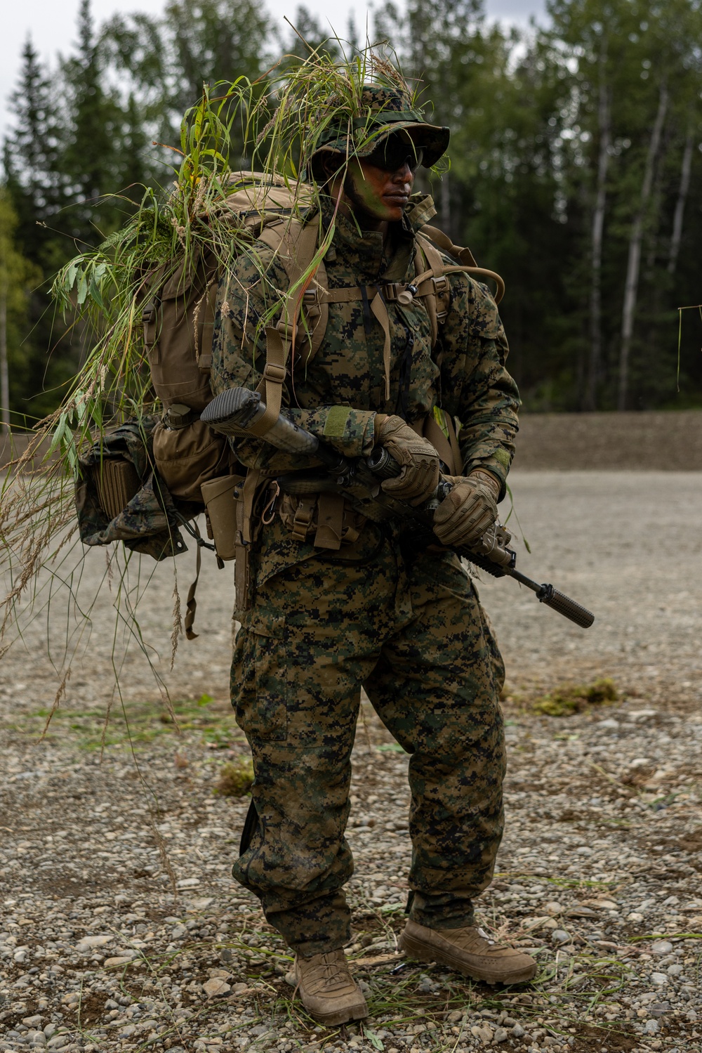 U.S. Marine with 3rd Bn., 4th Marines, conduct patrol base operations during ARCTIC EDGE 2025