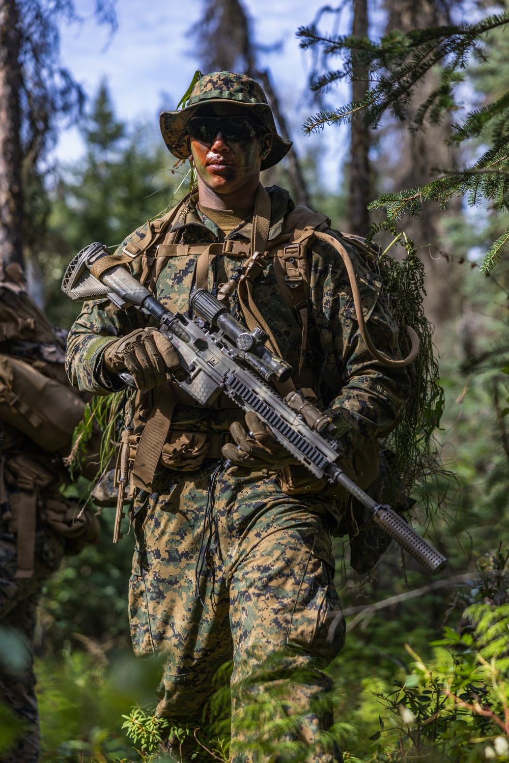 U.S. Marine with 3rd Bn., 4th Marines, conduct patrol base operations during ARCTIC EDGE 2025