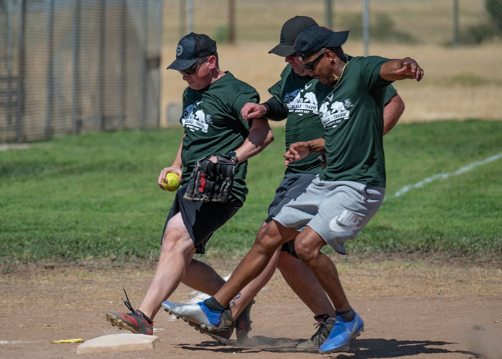 940 ARW Plays Softball During Beale vs. Travis Sports Day