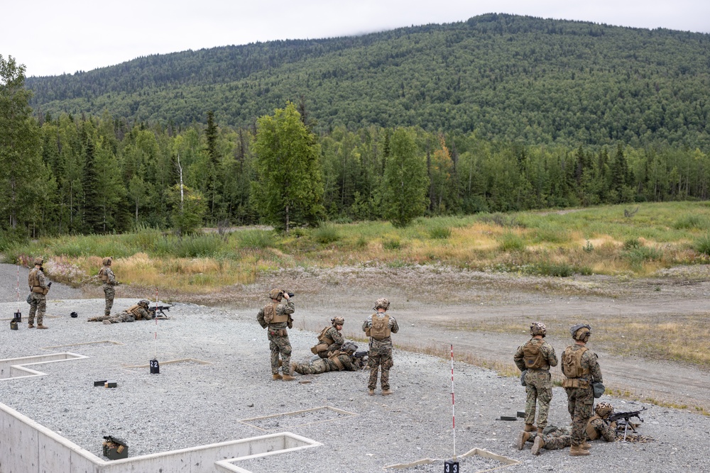 U.S. Marine with 3rd Bn., 4th Marines, conduct live fire M240B machine gun range during ARCTIC EDGE 2025