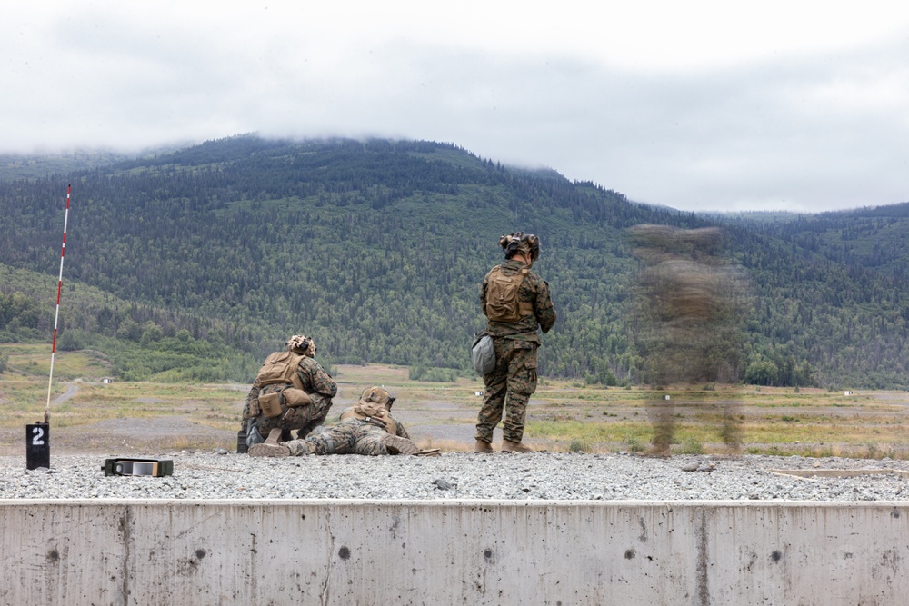 U.S. Marine with 3rd Bn., 4th Marines, conduct live fire M240B machine gun range during ARCTIC EDGE 2025