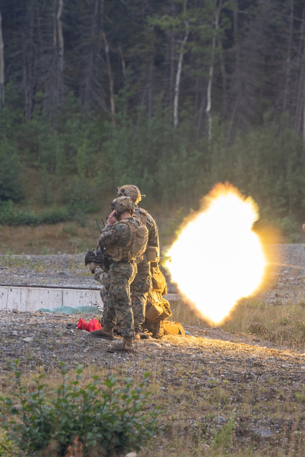 U.S. Marines with 3rd Bn., 4th Marines, conduct a MAAWS range during ARCTIC EDGE 2025
