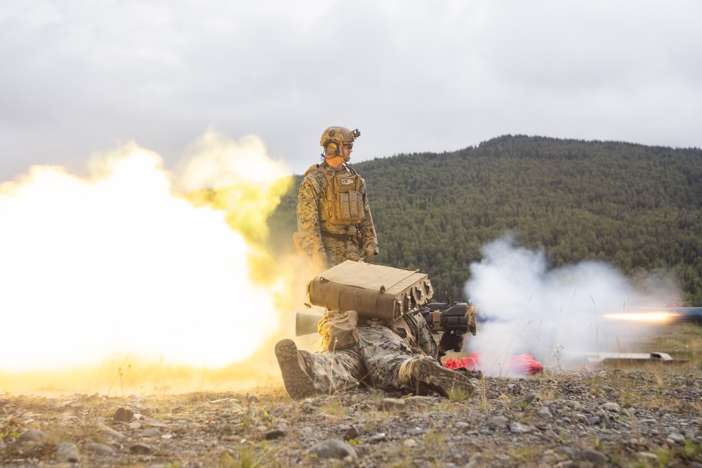U.S. Marines with 3rd Bn., 4th Marines, conduct a MAAWS range during ARCTIC EDGE 2025