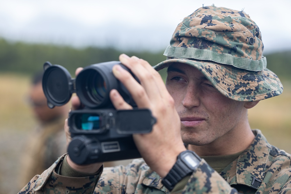 U.S. Marines with 3rd Bn., 4th Marines, conduct a MAAWS range during ARCTIC EDGE 2025