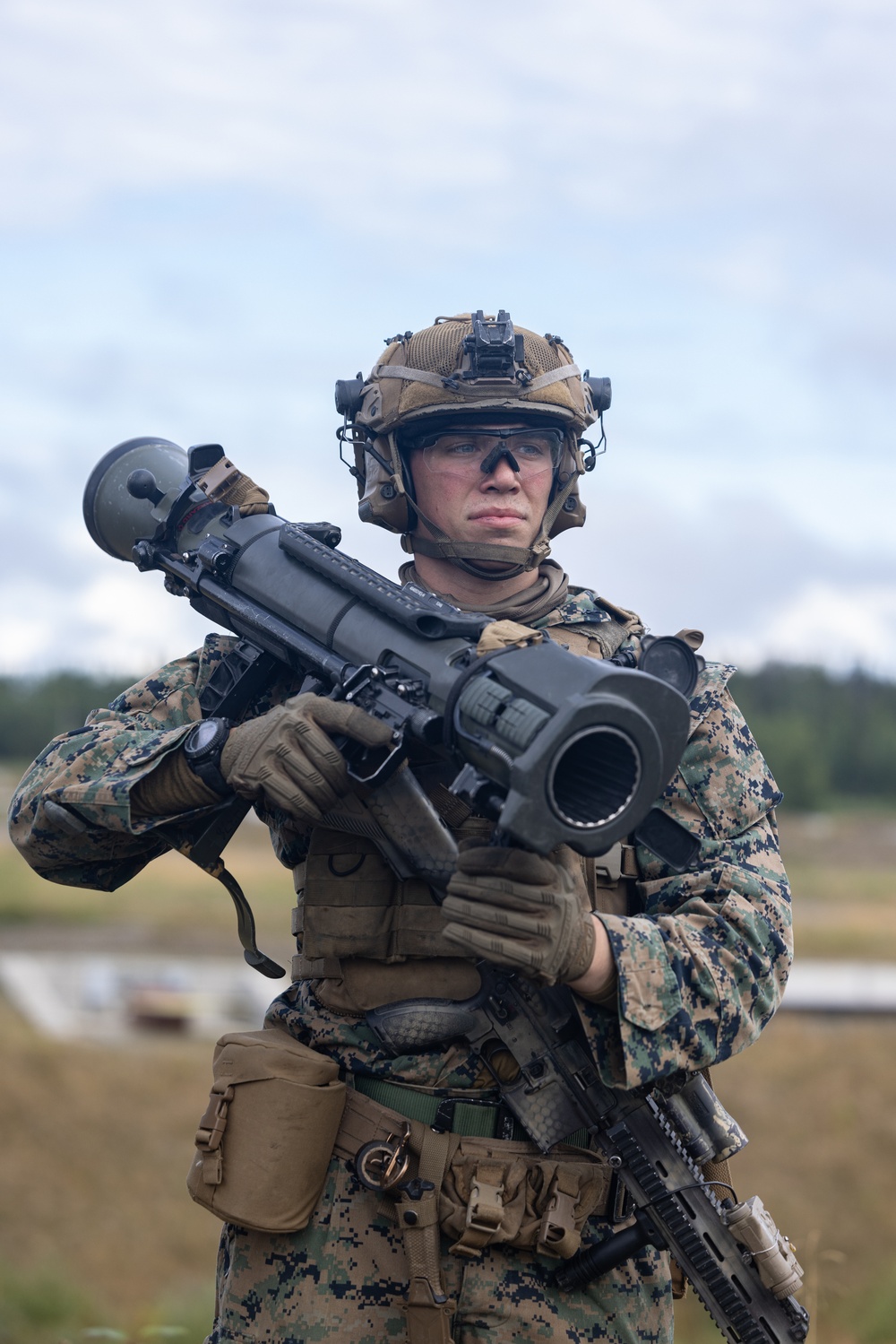 U.S. Marines with 3rd Bn., 4th Marines, conduct a MAAWS range during ARCTIC EDGE 2025