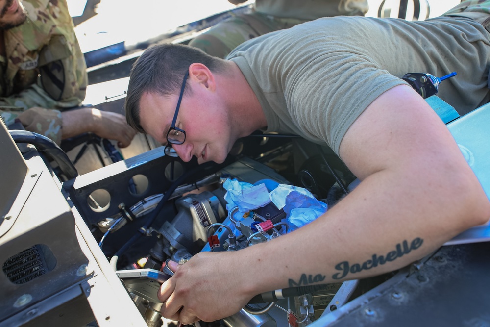 1st Air Cavalry Brigade Soldiers maintain Blackhawks to support DoD Mission