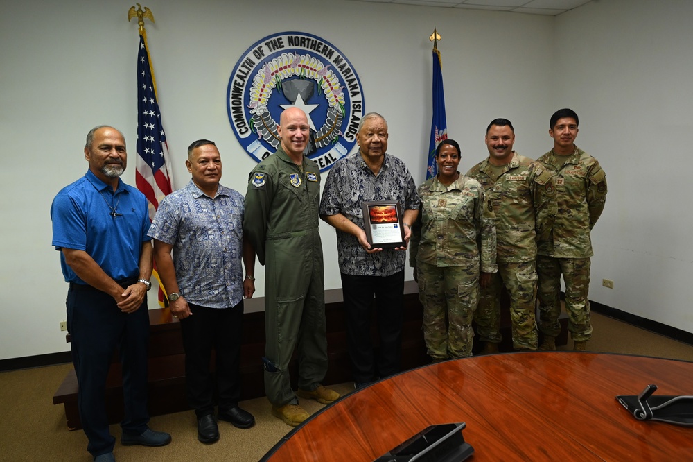 11th Air Task Force Leadership Gives Appreciation Plaque to the Governor of the Commonwealth of the Northern Mariana Islands