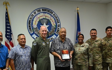 11th Air Task Force Leadership Gives Appreciation Plaque to the Governor of the Commonwealth of the Northern Mariana Islands