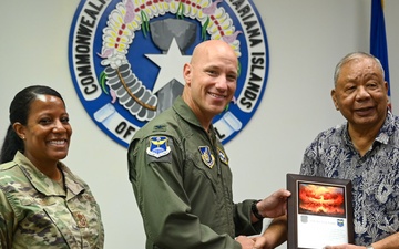 11th Air Task Force Leadership Gives Appreciation Plaque to the Governor of the Commonwealth of the Northern Mariana Islands
