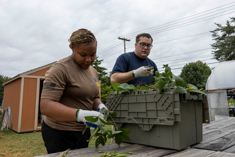 Sailors Help Clean Community Garden during Springfield-Branson Navy Weak