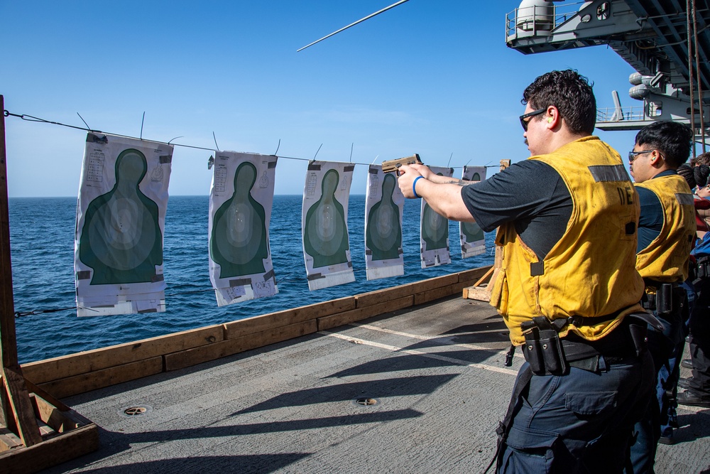 Nimitz Conducts Small Arms Qualification