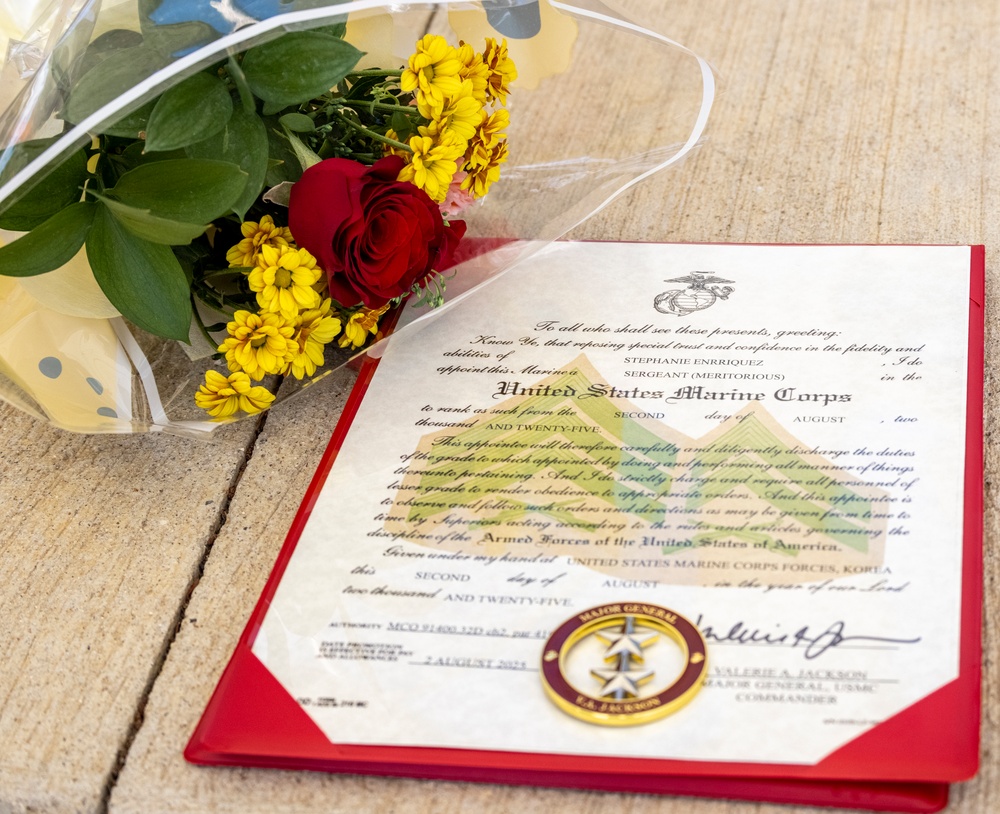 MARFORK Marine meritoriously promotes to Sergeant
