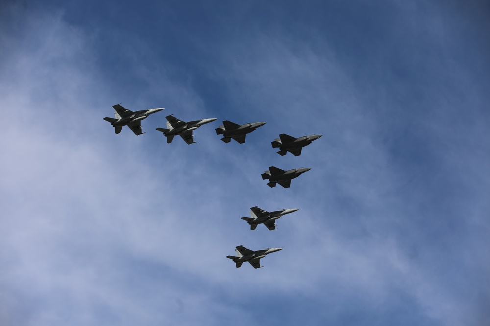 CVW-8 F/A-18 Super Hornets Conduct Flight Operations with Royal Norwegian Air Force F-35 Lightning IIs