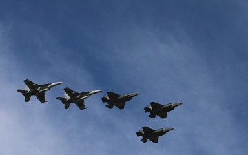 CVW-8 F/A-18 Super Hornets Conduct Flight Operations with Royal Norwegian Air Force F-35 Lightning IIs
