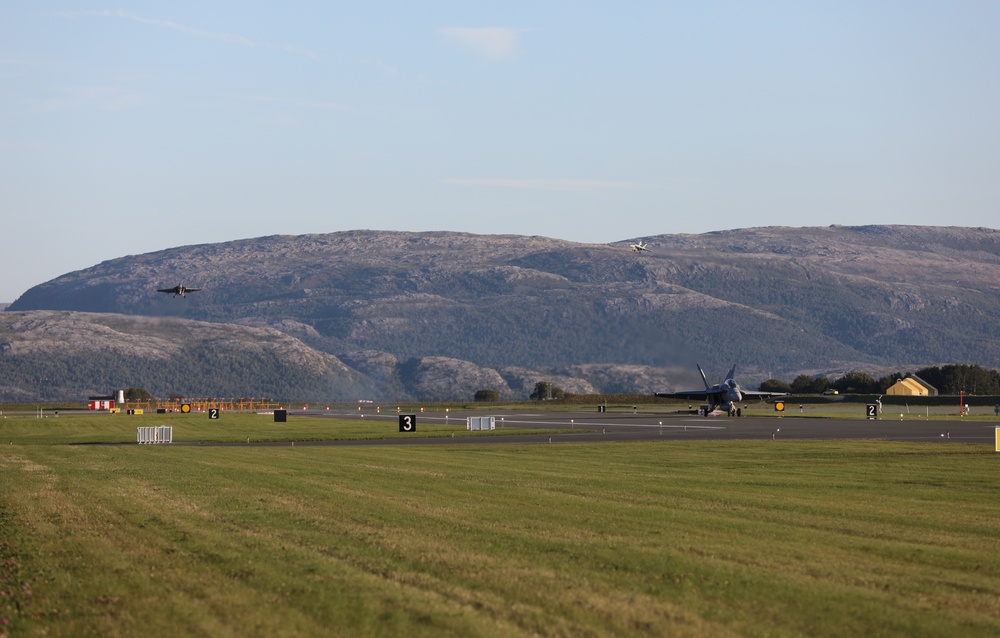 CVW-8 F/A-18 Super Hornets Conduct Flight Operations at Ørland Air Base, Norway