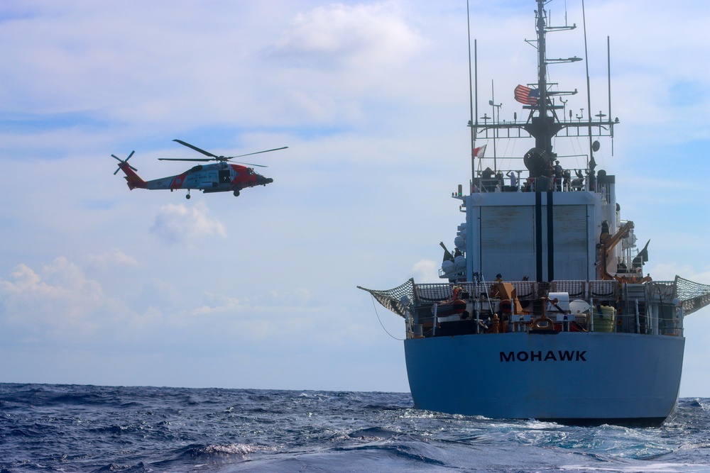 Coast Guard Cutter Mohawk conducts air operations training in the Caribbean Sea