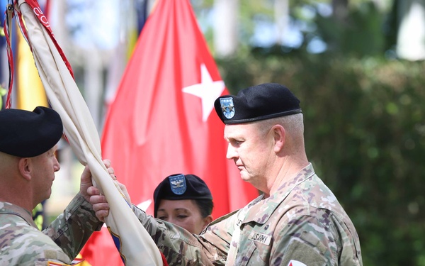 402nd AFSB commander Col. Courtney Sugai relinquishes command to Col. Matthew Amsdell in change of command ceremony