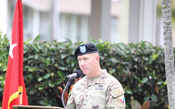 402nd AFSB commander Col. Courtney Sugai relinquishes command to Col. Matthew Amsdell in change of command ceremony