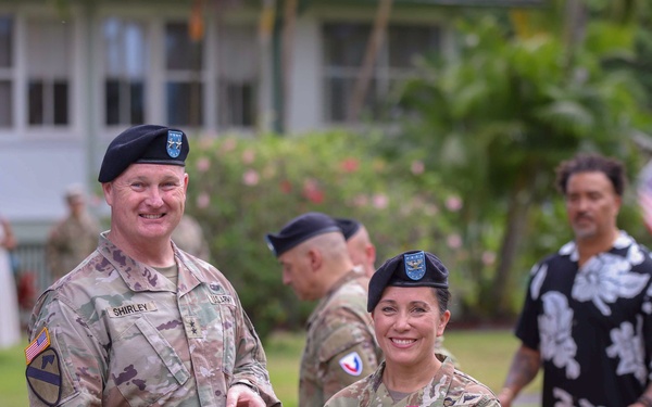 402nd AFSB commander Col. Courtney Sugai relinquishes command to Col. Matthew Amsdell in change of command ceremony