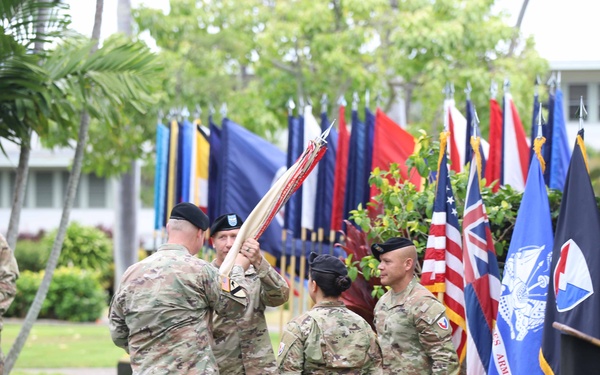 402nd AFSB commander Col. Courtney Sugai relinquishes command to Col. Matthew Amsdell in change of command ceremony