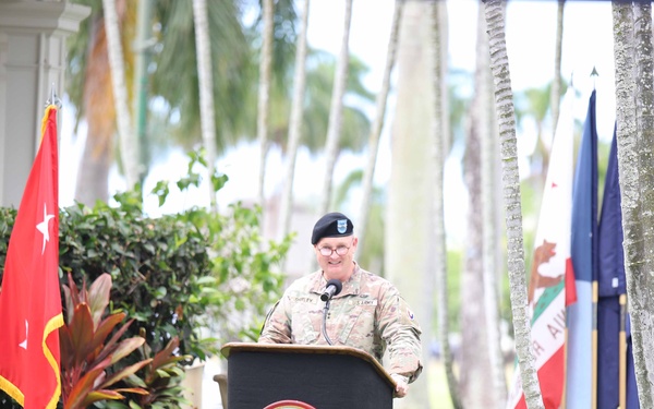402nd AFSB commander Col. Courtney Sugai relinquishes command to Col. Matthew Amsdell in change of command ceremony