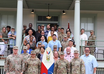 402nd AFSB commander Col. Courtney Sugai relinquishes command to Col. Matthew Amsdell in change of command ceremony