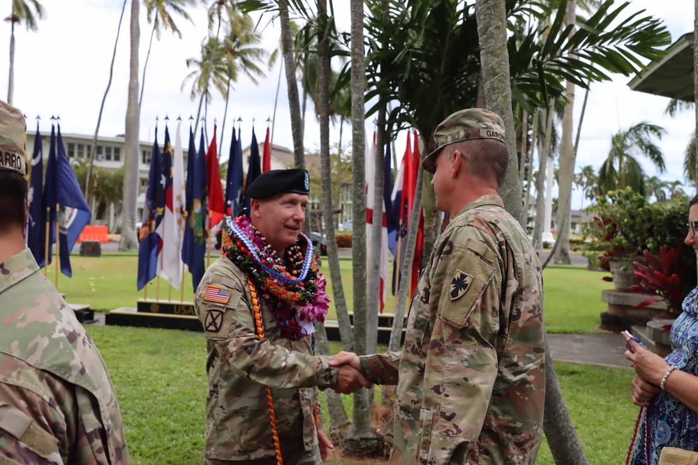 402nd AFSB commander Col. Courtney Sugai relinquishes command to Col. Matthew Amsdell in change of command ceremony