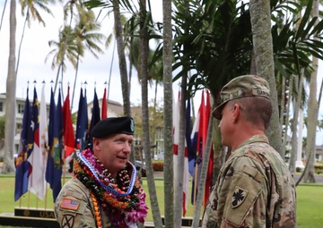 402nd AFSB commander Col. Courtney Sugai relinquishes command to Col. Matthew Amsdell in change of command ceremony