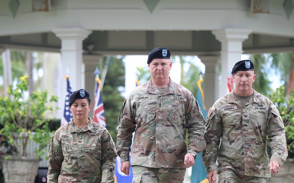 402nd AFSB commander Col. Courtney Sugai relinquishes command to Col. Matthew Amsdell in change of command ceremony