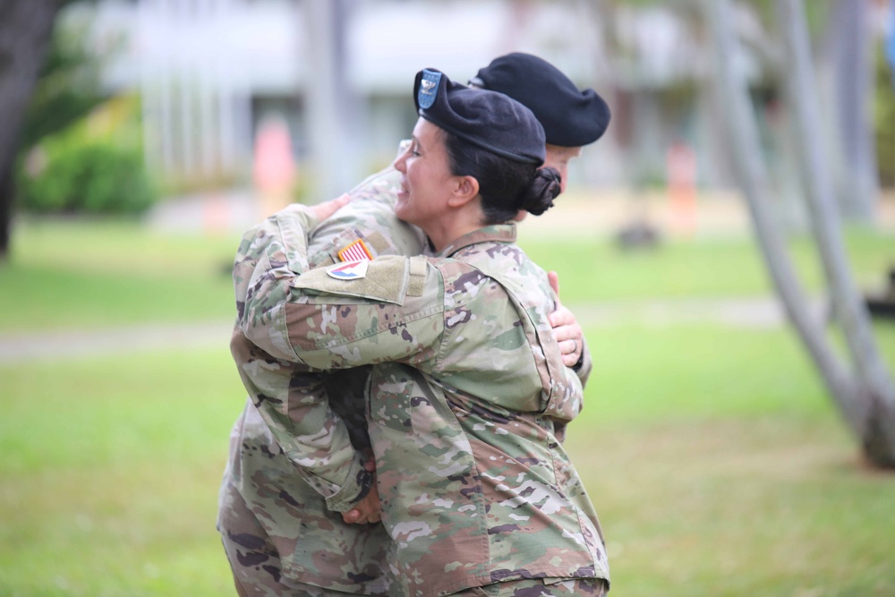 402nd AFSB commander Col. Courtney Sugai relinquishes command to Col. Matthew Amsdell in change of command ceremony