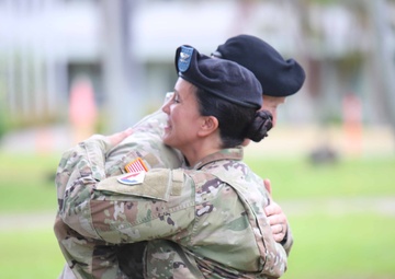 402nd AFSB commander Col. Courtney Sugai relinquishes command to Col. Matthew Amsdell in change of command ceremony