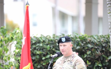 402nd AFSB commander Col. Courtney Sugai relinquishes command to Col. Matthew Amsdell in change of command ceremony