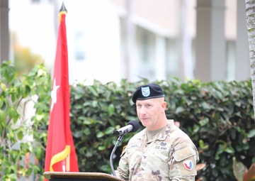 402nd AFSB commander Col. Courtney Sugai relinquishes command to Col. Matthew Amsdell in change of command ceremony