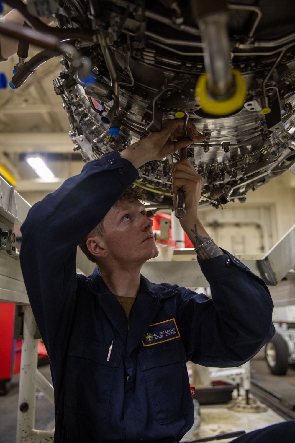 USS Gerald R. Ford (CVN 78) Sailor Conducts Maintenance