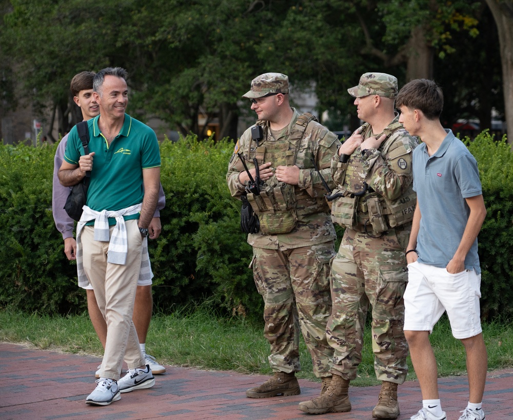 South Carolina Army National Guard Soldiers Talk with Touritsts