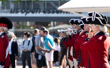 The United States Army Old Guard Fife and Drum Corps performs at the U.S. Open Tennis Championships