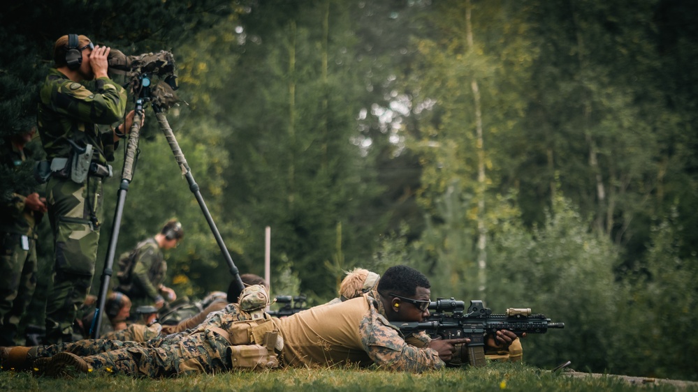 U.S. and Swedish Marines share weapons skills