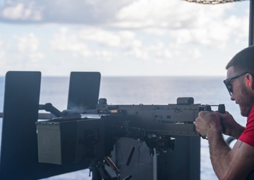 USS America (LHA 6) Conducts Crew-Served Weapons Shoot