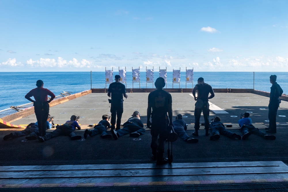 USS America (LHA 6) Conducts Small Arms Shoot