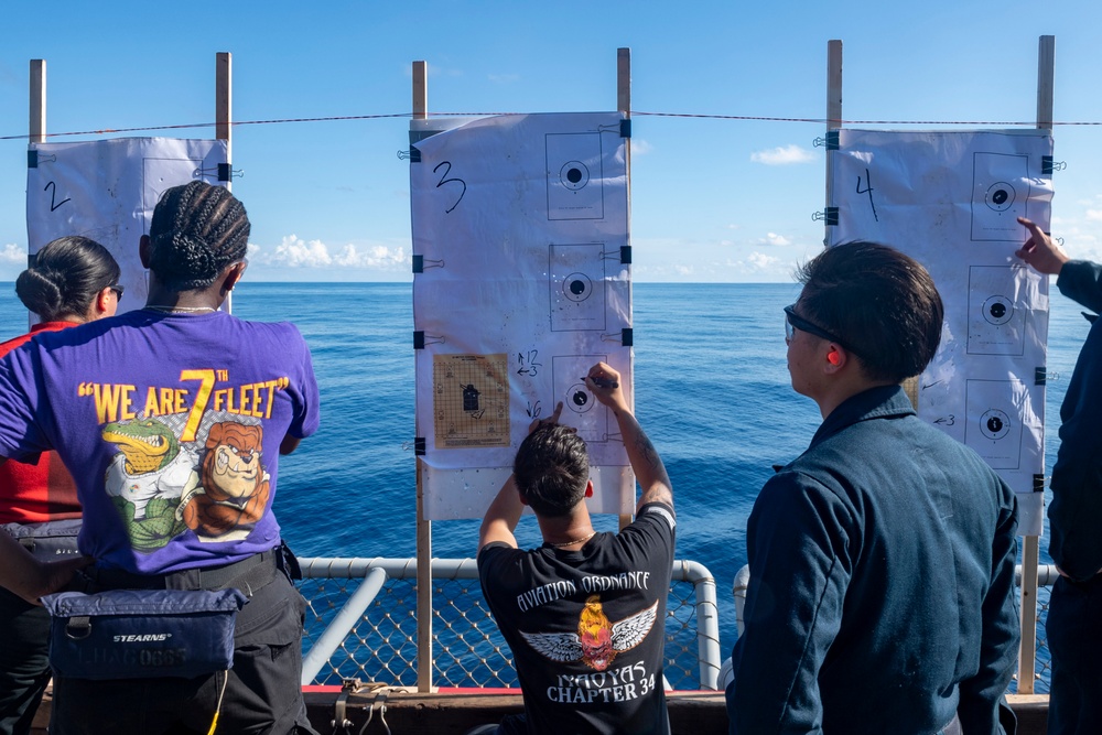 USS America (LHA 6) Conducts Small Arms Shoot