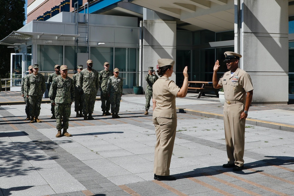 NMRC Command Master Chief Reenlists, Turns Over Office