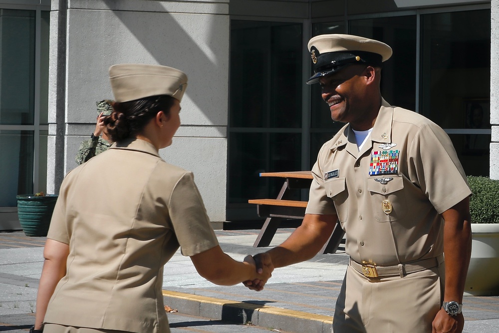 NMRC Command Master Chief Reenlists, Turns Over Office