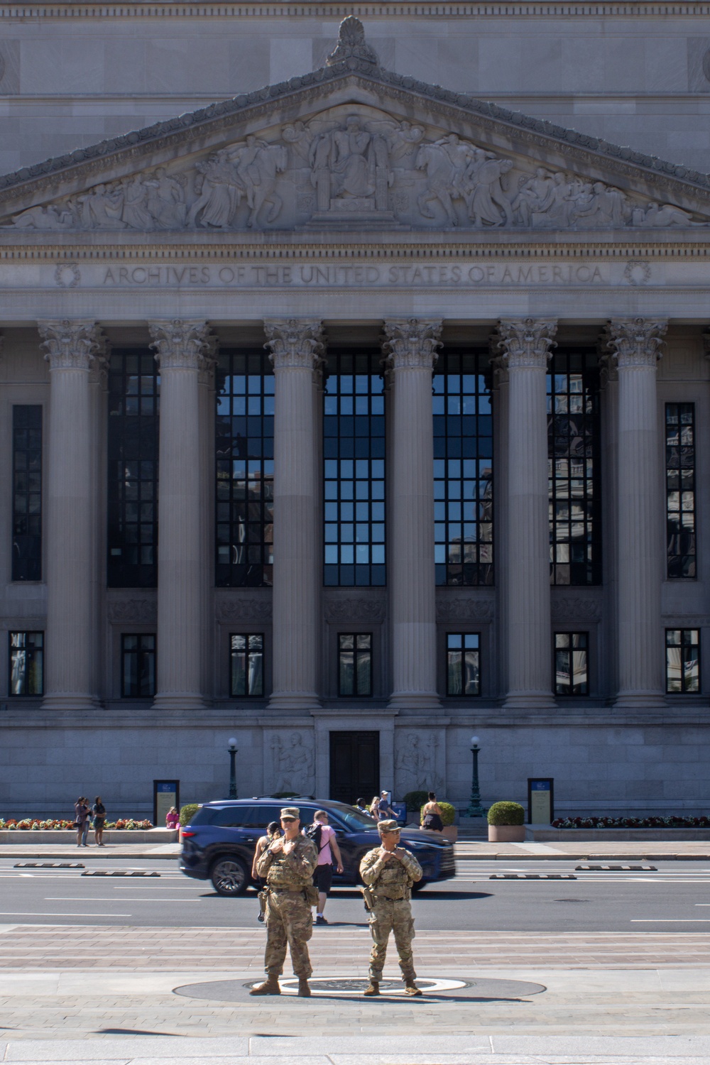 South Carolina Soldiers Patrol In Front Of The National Archives