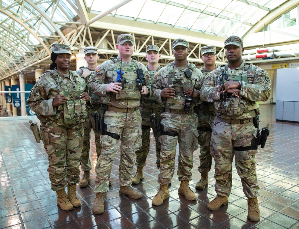 Soldiers with the 239th Military Police Company, Louisiana National Guard at Union Station