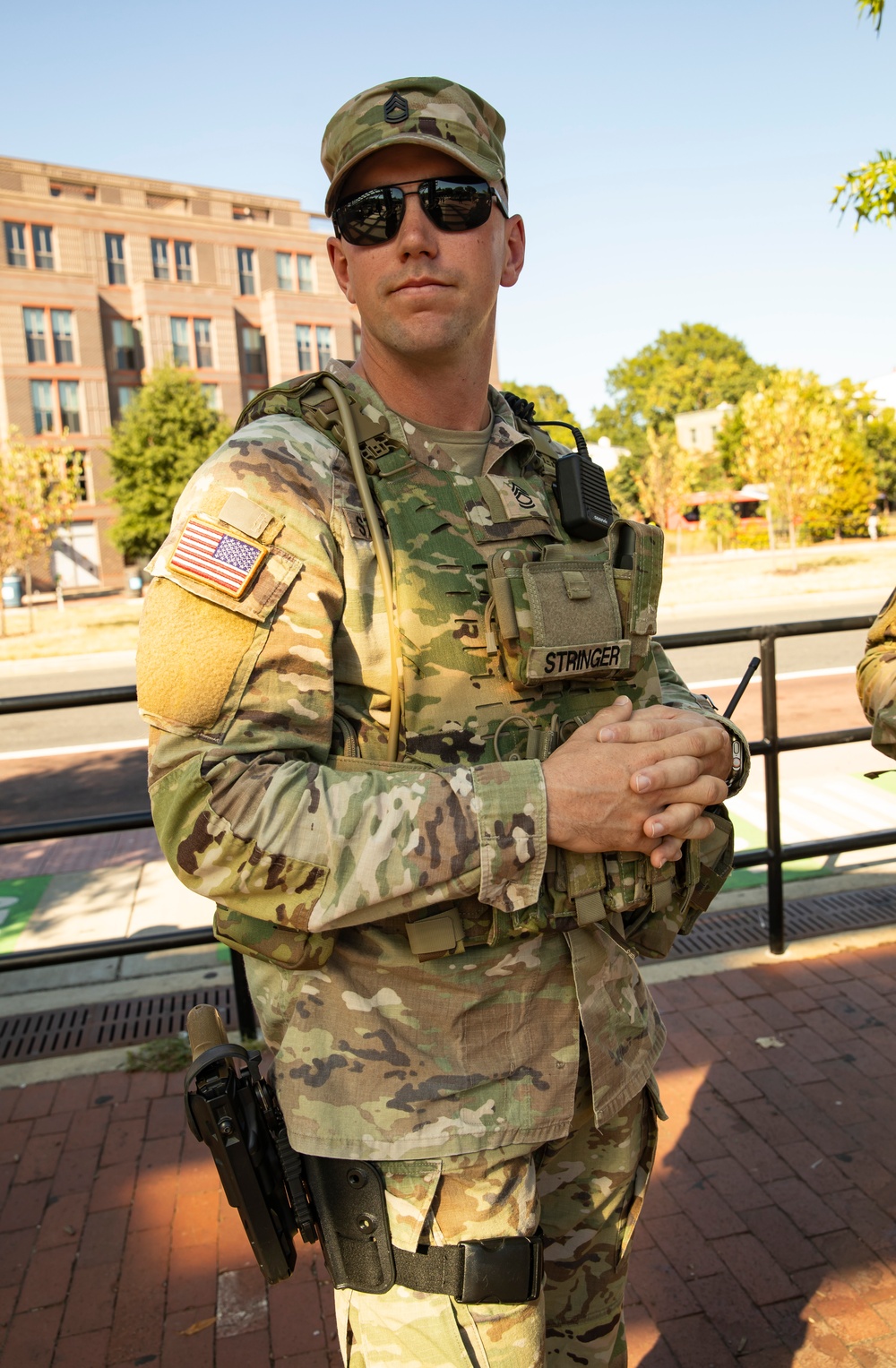 MS Army National Guard Soldier patrols the Eastern Market Metro Station