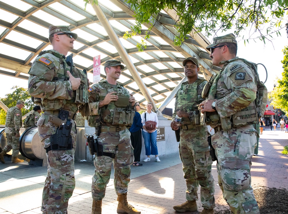 112th Military Police Battalion, Mississippi Army National Guard, patrol the Eastern Market Metro Station