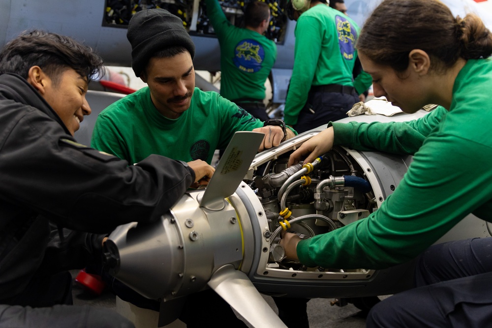 VFA-213 Sailors Conduct Maintenance