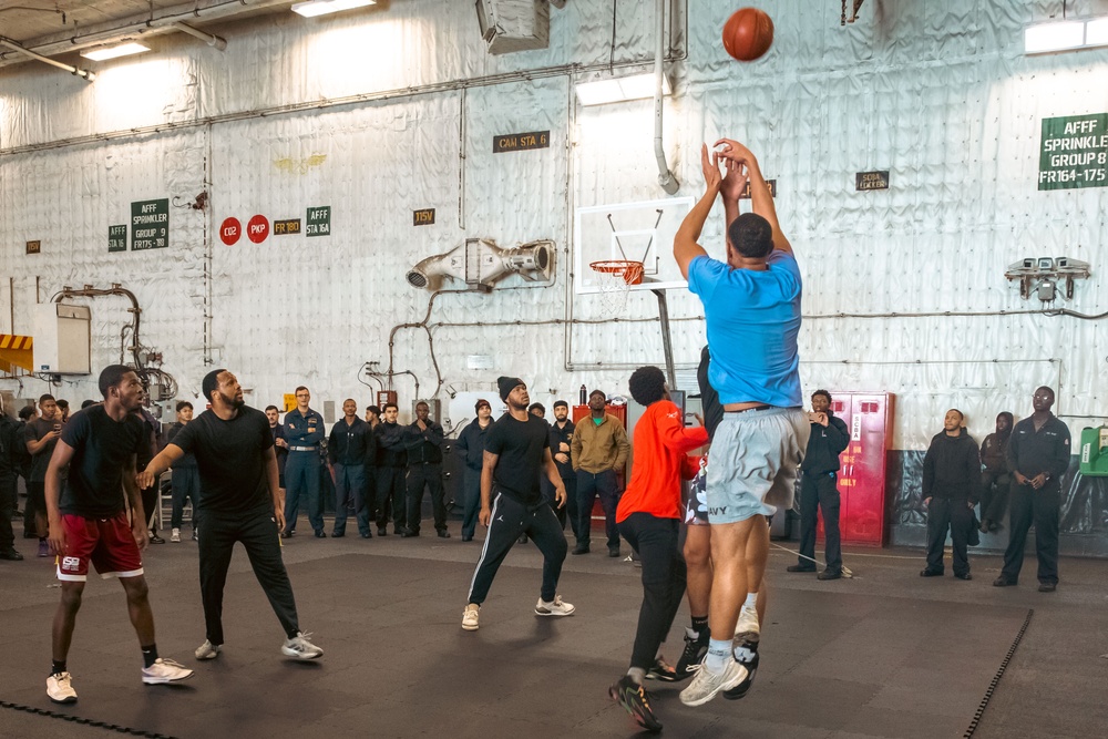 USS Gerald R. Ford (CVN 78) Sailors Play Basketball