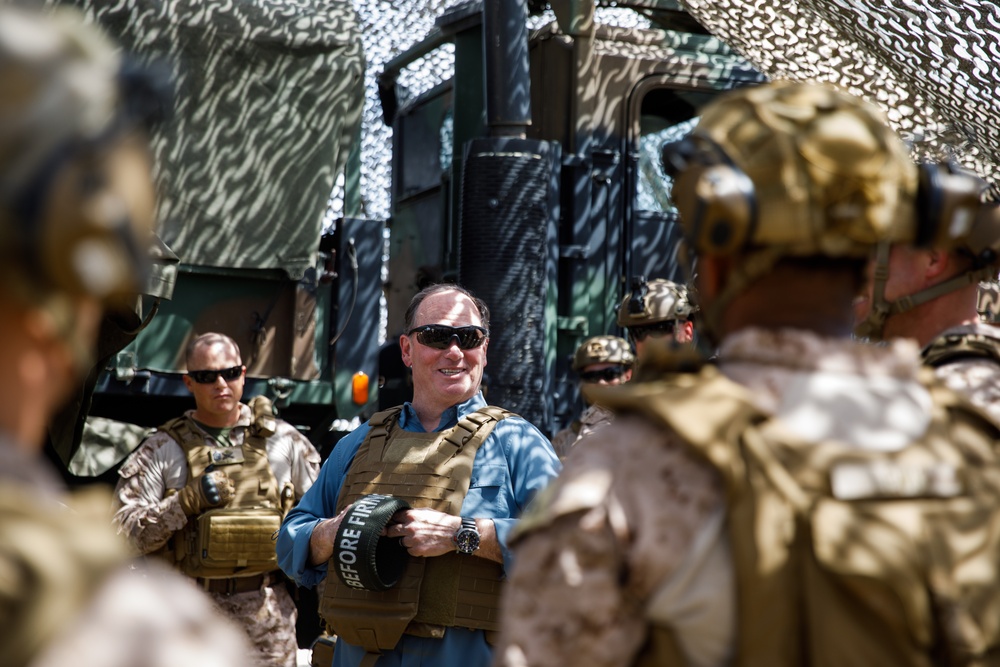 SECNAV observes 2nd Bn., 11th Marines firing M777A2 howitzer