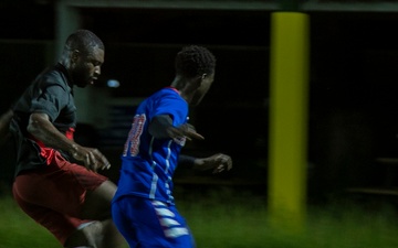 USS Tripoli and USS America Sailors Play Soccer